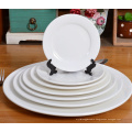 Haonai white & round dinner plate ceramic flat plate porcelain serving plate set dishwasher safe